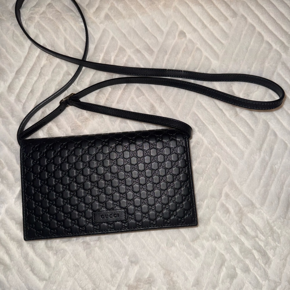 Gucci Embossed Black Crossbody Bag